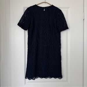 Zara Navy Blue Embroidered Dress